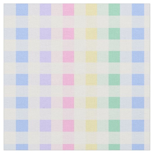 Pastel Plaid Rainbow Retro Gingham Stof (Close Up)