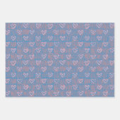 Pastel plaid schattig roze hartritme in blauw inpakpapier vel (Voorkant)
