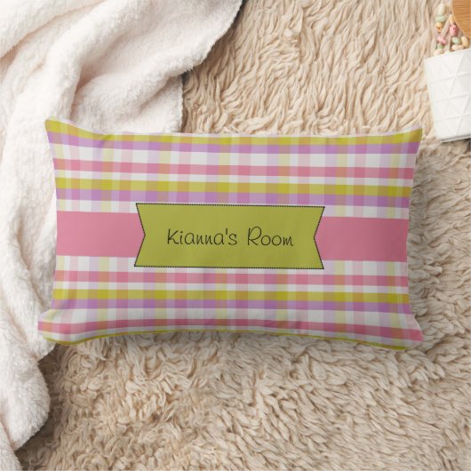 Pastel Plaid Schattige Meisjes Kussen (Deken)