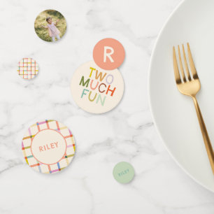 Pastel Plaid "Twee veel plezier" 2e verjaardag Cus Confetti