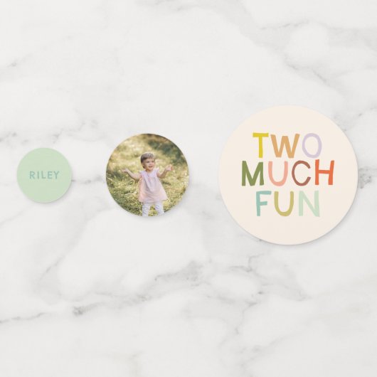 Pastel Plaid "Twee veel plezier" 2e verjaardag Cus Confetti (Voorkanten)