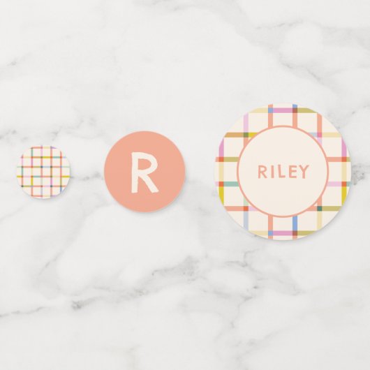 Pastel Plaid "Twee veel plezier" 2e verjaardag Cus Confetti (Achterkanten)