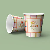 Pastel Plaid "Twee veel plezier" 2e verjaardag Cus Papieren Bekers