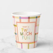 Pastel Plaid "Twee veel plezier" 2e verjaardag Cus Papieren Bekers (Voorkant)