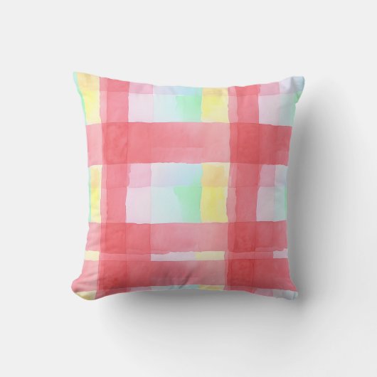 Pastel Plaid Watercolor Worpillow Kussen (Voorkant)