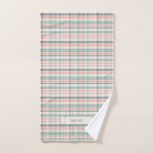Pastel Plaid with name  Bad Handdoek (Handdoek)