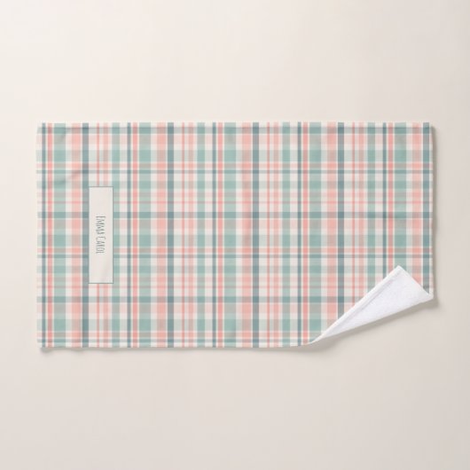 Pastel Plaid with name  Bad Handdoek (Handdoek)