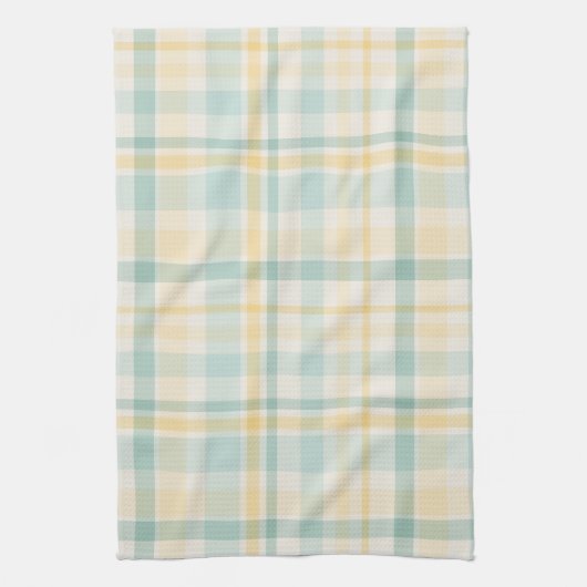 Pastel Plaid - yellow teal cream Theedoek (Verticaal)
