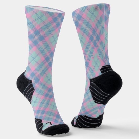 Pastel Plaid Zeemeermin-kleur Sokken (Gebogen)