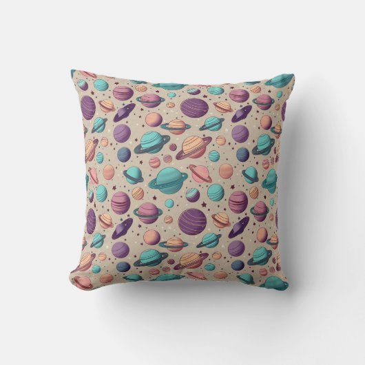Pastel Planeten Kussen (Voorkant)