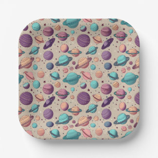 Pastel Planeten Papieren Bordje