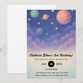 Pastel Planets in the Night Sky Birthday  Kaart (Voorkant / Achterkant)