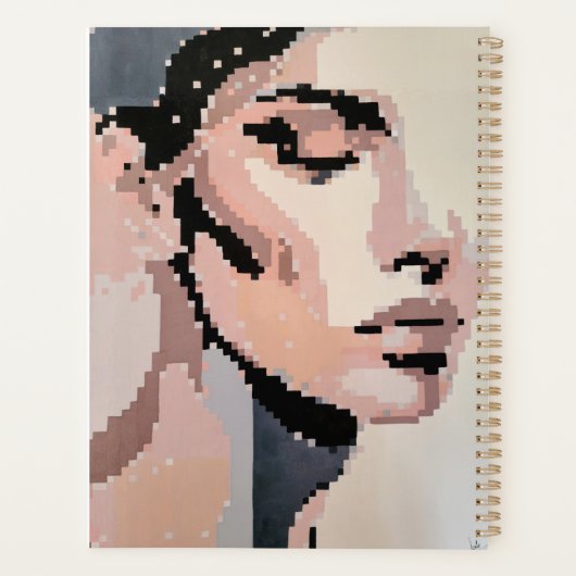 Pastel planner with soft pixel portrait (Achterkant)