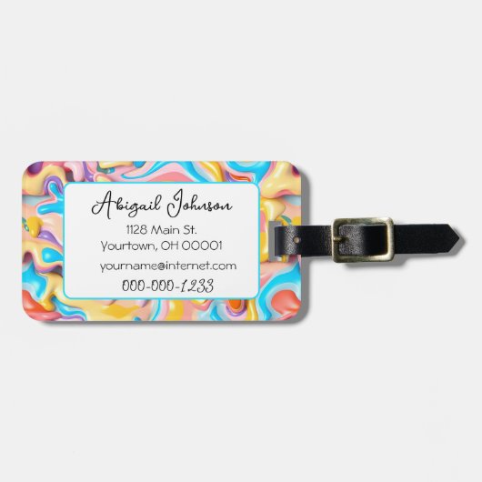 Pastel Plastic Fluid Abstract Bagagelabel (Voorkant horizontaal)