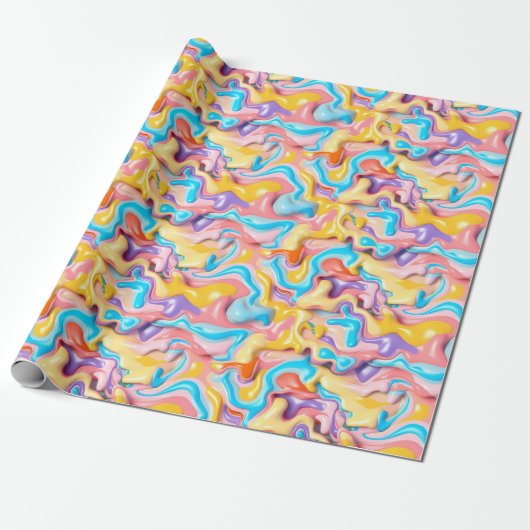 Pastel Plastic Fluid Abstract Cadeaupapier (Uitgerold)