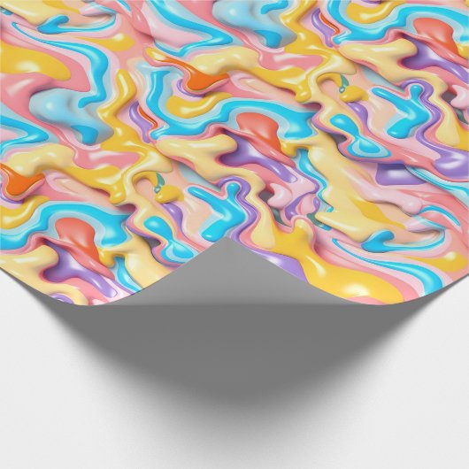 Pastel Plastic Fluid Abstract Cadeaupapier (Hoek)