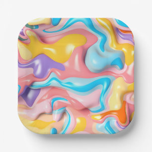 Pastel Plastic Fluid Abstract Papieren Bordje
