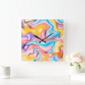 Pastel Plastic Fluid Abstract Vierkante Klok (Huis)
