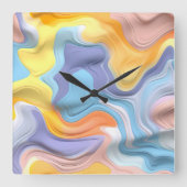 Pastel Plastic Fluid Abstract Vierkante Klok (Voorkant)