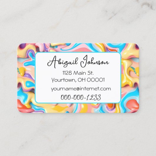 Pastel Plastic Fluid Abstract Visitekaartje (Voorkant)