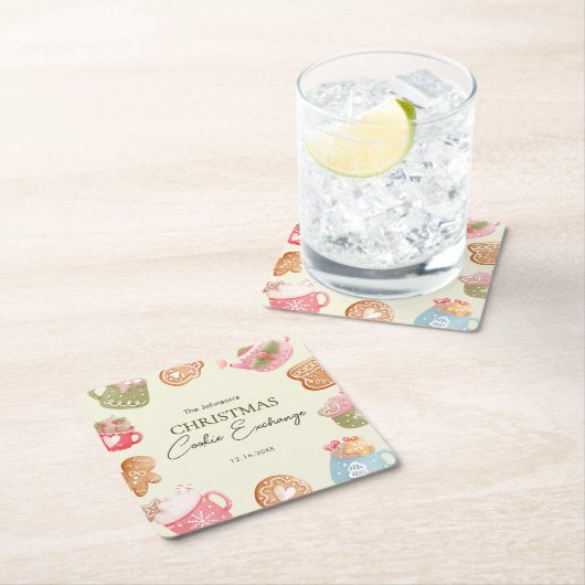 Pastel Playful Christmas Cookie Exchange Party Kartonnen Onderzetters (Insitu)