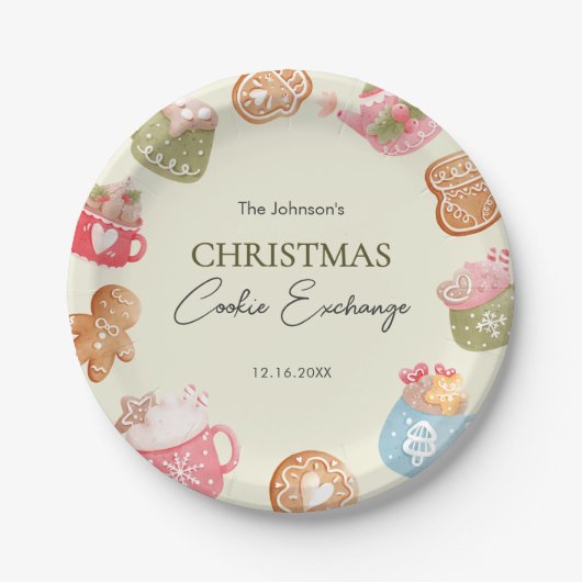 Pastel Playful Christmas Cookie Exchange Party Papieren Bordje (Voorkant)
