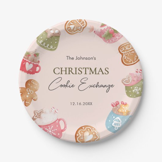 Pastel Playful Christmas Cookie Exchange Party Papieren Bordje (Voorkant)