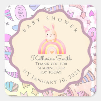 PASTEL Playful Icons Personal Touches babyshower Vierkante Sticker