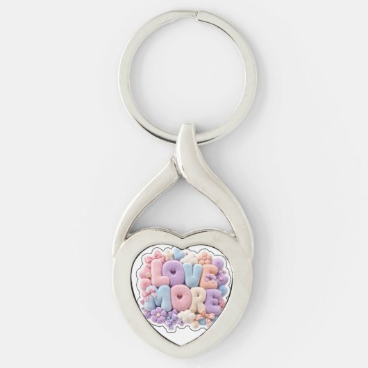 Pastel Pluche "MINDER LIEFDE" 3D Sleutelhanger (Voorkant)