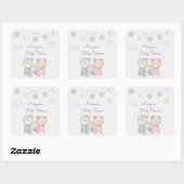 Pastel Pluche Speelgoed Baby shower Monogram Vierkante Sticker (Vel)