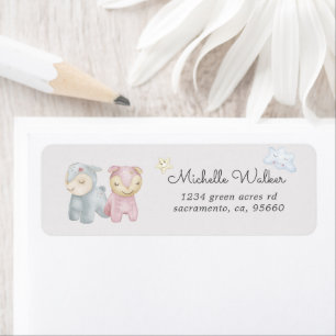 Pastel pluche speelgoed Baby shower retour adres l Etiket