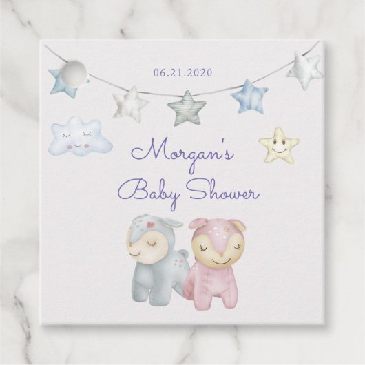 Pastel pluche Speelgoed gepersonaliseerd monogram Bedankjes Labels (Voorkant)