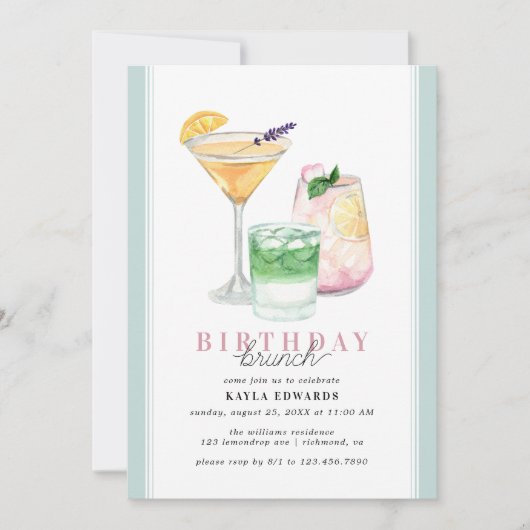 Pastel poeder blauw | Fruitige Drinken Birthday Br Kaart (Voorkant)