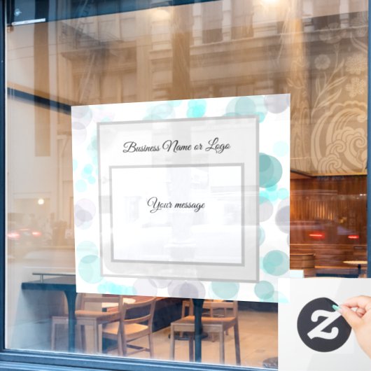 Pastel Poke A Dots Blauwe Raamfolie Raamsticker (Cafe Raam)