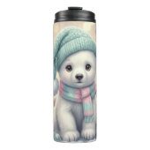 Pastel Polar Bear Christmas Pattern Thermosbeker (Voorkant)