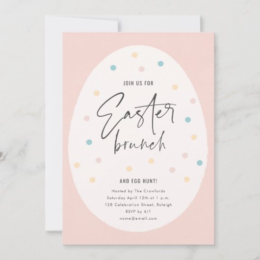 Pastel Polk a Dot Easter Brunch en Egg Hunt Kaart (Voorkant)