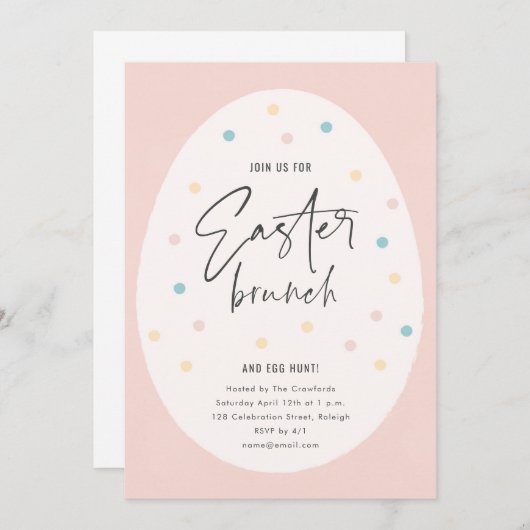 Pastel Polk a Dot Easter Brunch en Egg Hunt Kaart (Voorkant / Achterkant)