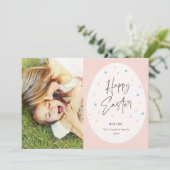 Pastel Polk a Dot Egg Happy Paasfoto Kaart (Staand voorkant)