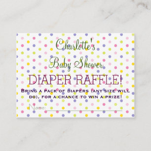 Pastel Polka Dot Baby shower Luier Raffle Tickets Informatiekaartje