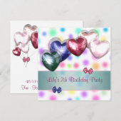 Pastel Polka Dot Balloons Verjaardagsfeest Kaart (Voorkant / Achterkant)