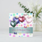 Pastel Polka Dot Balloons Verjaardagsfeest Kaart (Staand voorkant)