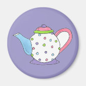 Pastel Polka Dot Ceramic Tea Pot Tapot Magnet (Voorkant)