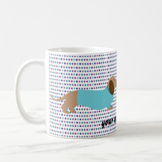 Pastel Polka Dot Dachshund Coffee Mok (Links)