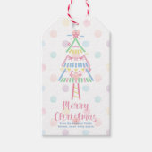 Pastel Polka Dot Kerstboom Vrolijk Kerstfeest Cadeaulabel (Voorkant)