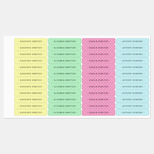 Pastel Polka Dot Kids Name Label (Vel)