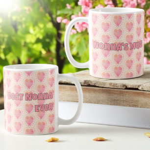 Pastel Polka Dot Omgeven Hartpatroon Koffiemok