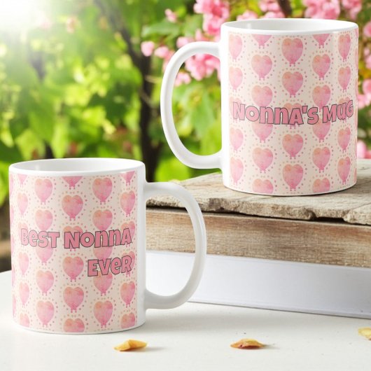 Pastel Polka Dot Omgeven Hartpatroon Koffiemok