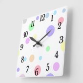 Pastel Polka Dot Pattern Grote vierkante muurklok Klok (Hoek)