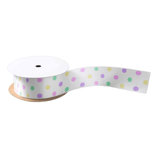 Pastel Polka Dot Pattern Satijnen Lint (Spoel)
