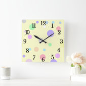 Pastel Polka Dot Pattern Vierkante Klok (Huis)